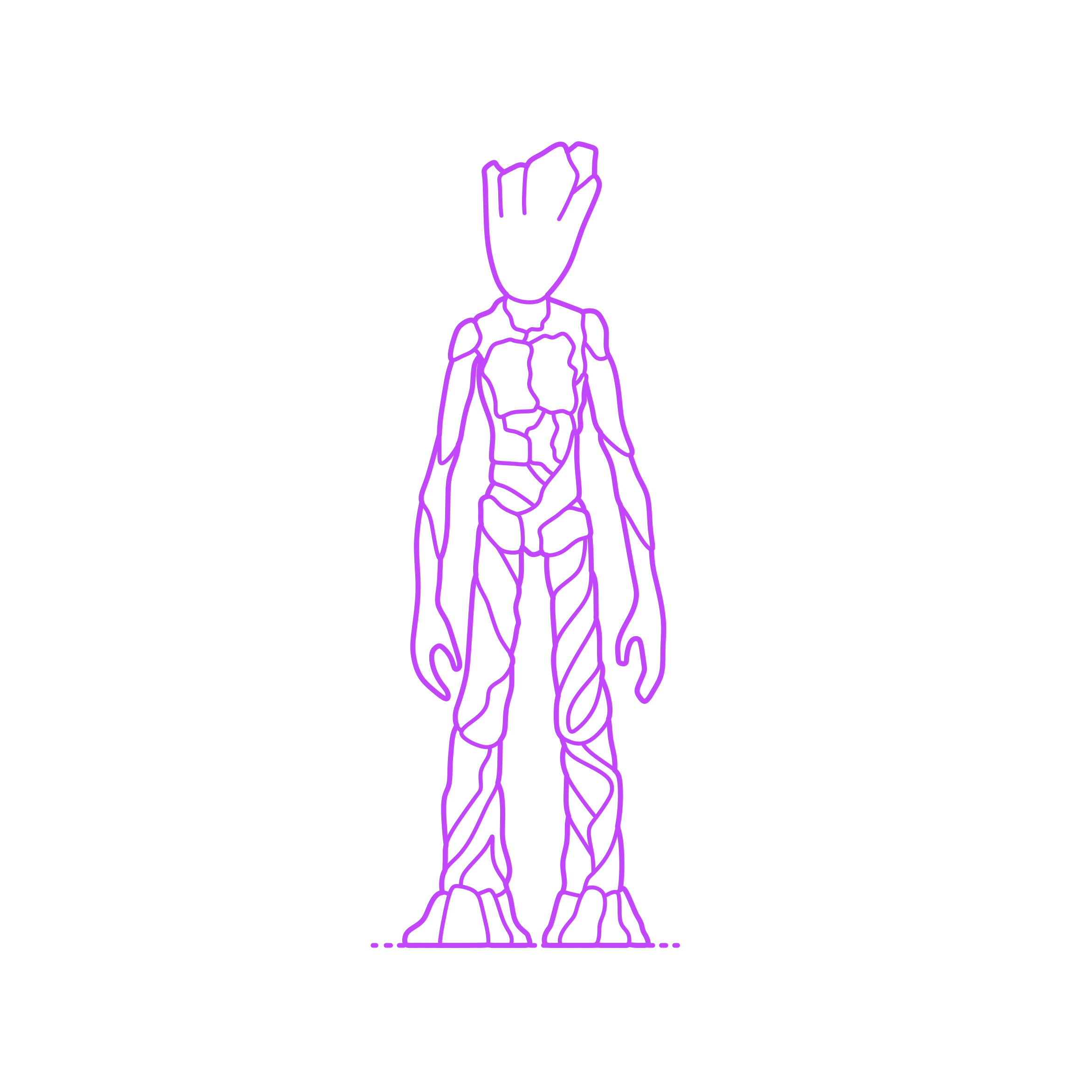 Pop Culture Marvel Comics Teenage Groot Svg Line Art Free Vectors